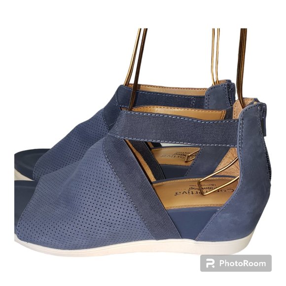 Sh169 Comfortiva Paisley Ladies Blue Pillowtop Memory Foam Sandals 9.5 - Picture 3 of 6